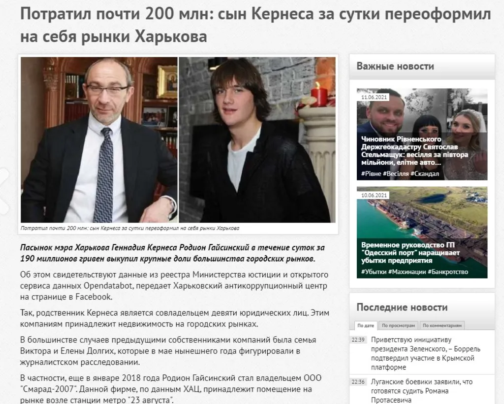 Гайсинский Родион Геннадьевич полное досье компромат